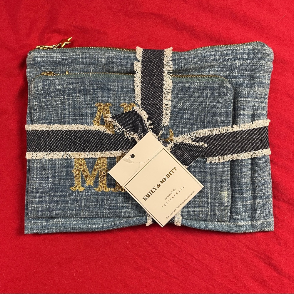 All Mine Pouches (2) by Emily & Meritt - Pottery Barn Tabletop Gold Star Zipper